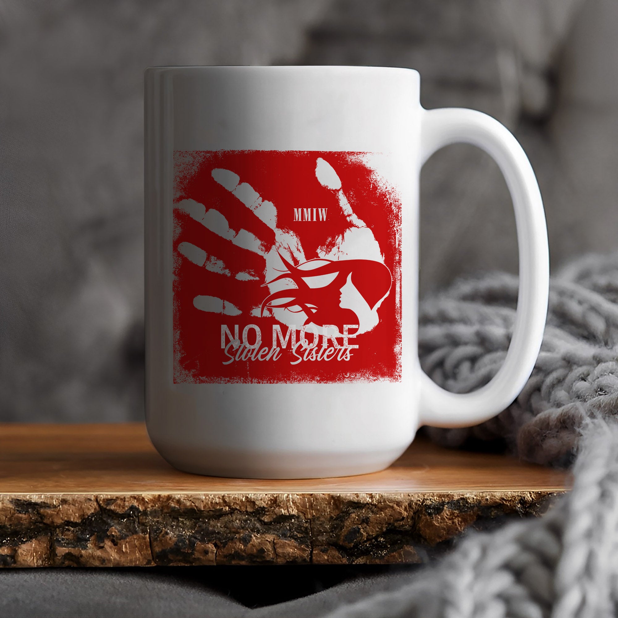 MMIW - No More Stolen Sisters Red Hand Ceramic Coffee Mug 140