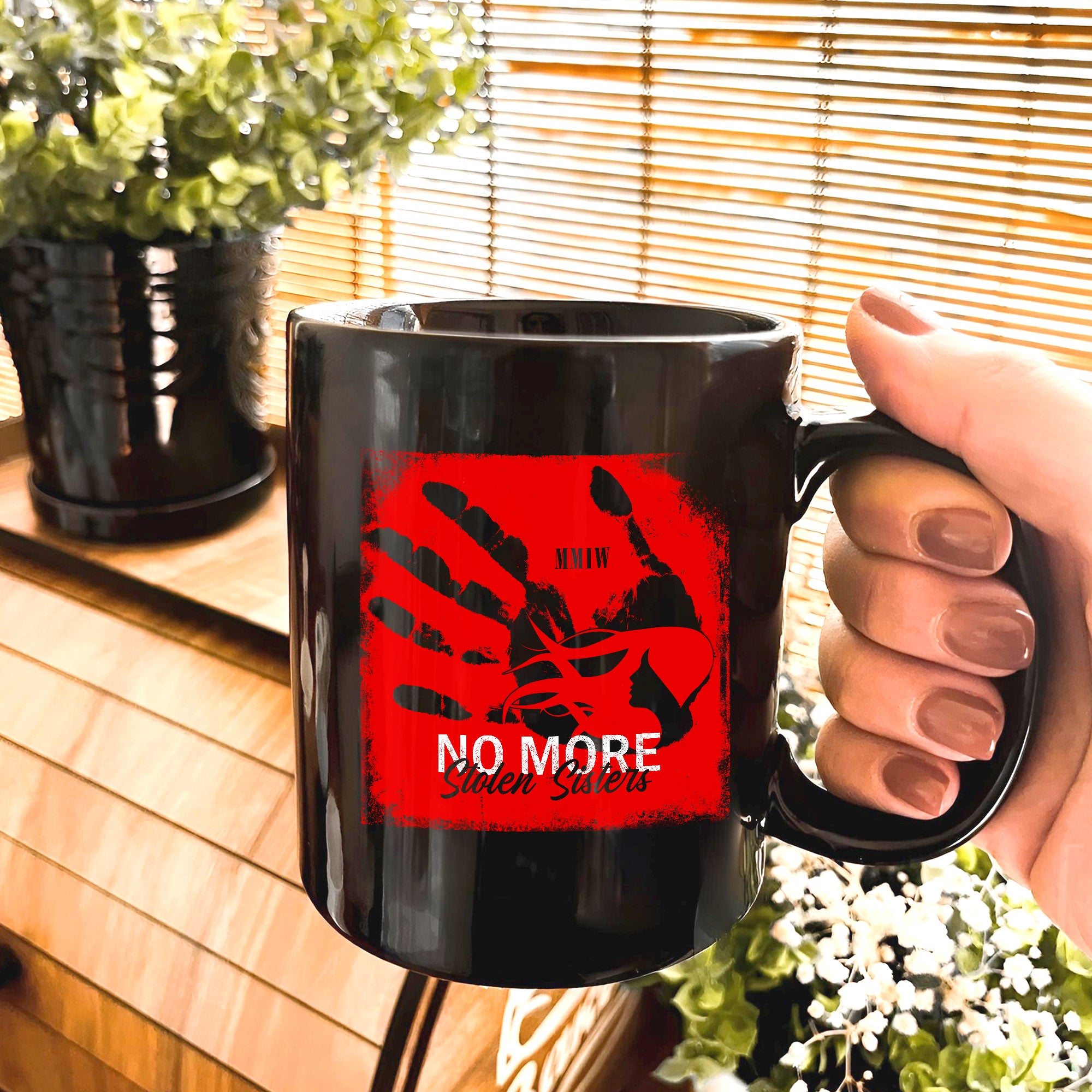 MMIW - No More Stolen Sisters Red Hand Ceramic Coffee Mug 140