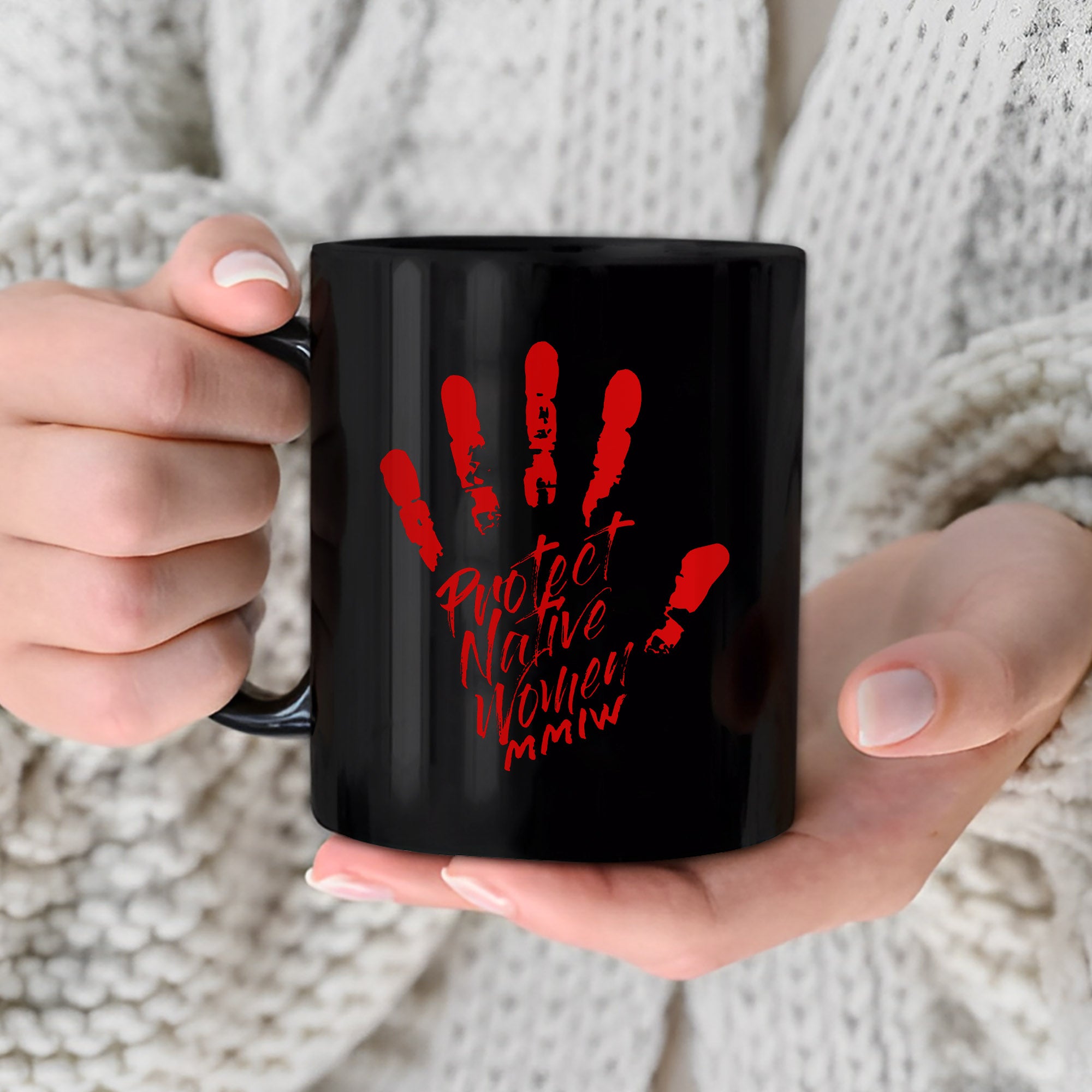 MMIW - Protect Native Women Red Hand Ceramic Coffee Mug 222