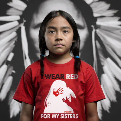 MMIW I Wear Red For My Sister, No More Stolen Sisters Shirts Red Hand Unisex T-Shirt/Hoodie/Sweatshirt