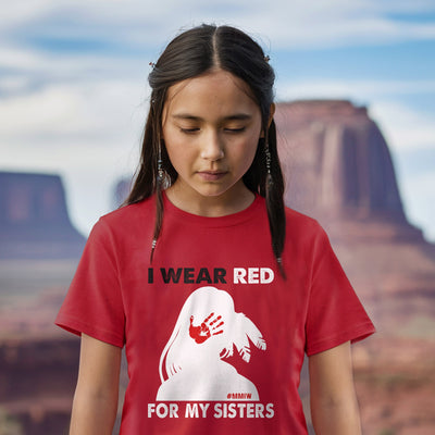 MMIW I Wear Red For My Sister, No More Stolen Sisters Shirts Red Hand Unisex T-Shirt/Hoodie/Sweatshirt