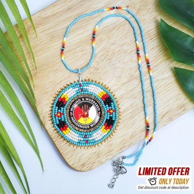 SALE 50% OFF - MMIW Handmade Beaded Wire Necklace Pendant For Women With Native American Style