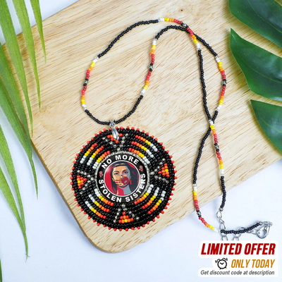 SALE 50% OFF - MMIW No More Stolen Sister Sunburst Handmade Beaded Wire Necklace Pendant For Women