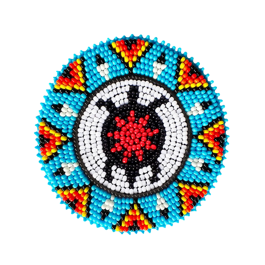 SALE 50% OFF -  Blue Turtle Pattern Handmade Beaded Patch Necklace Pendant