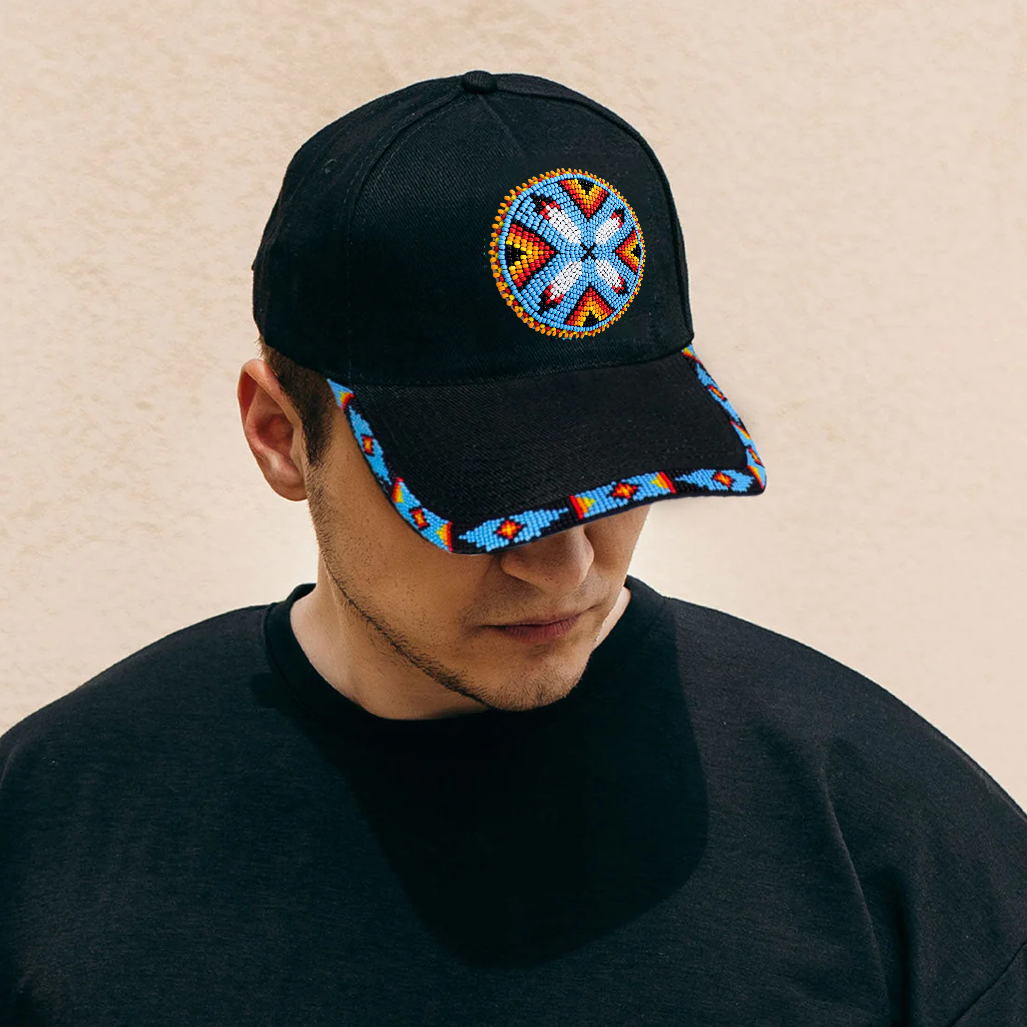 SALE 50% OFF - Cotton Unisex Baseball Cap With Beaded Patch