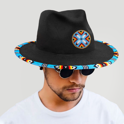 SALE 50% OFF - Four Feather Fedora Hatband for Men Women Beaded Brim with Native American Style