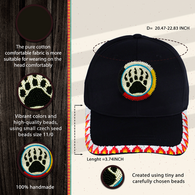 SALE 50% OFF - Bear Paw Baseball Cap With Patch Brim Unisex Native American Style