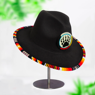 SALE 50% OFF - Bear Paw Fedora Hatband for Men Women Beaded Brim with Native American Style