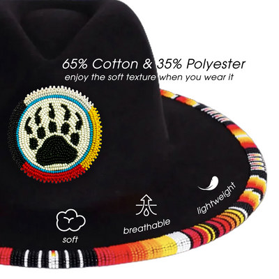 SALE 50% OFF - Bear Paw Fedora Hatband for Men Women Beaded Brim with Native American Style