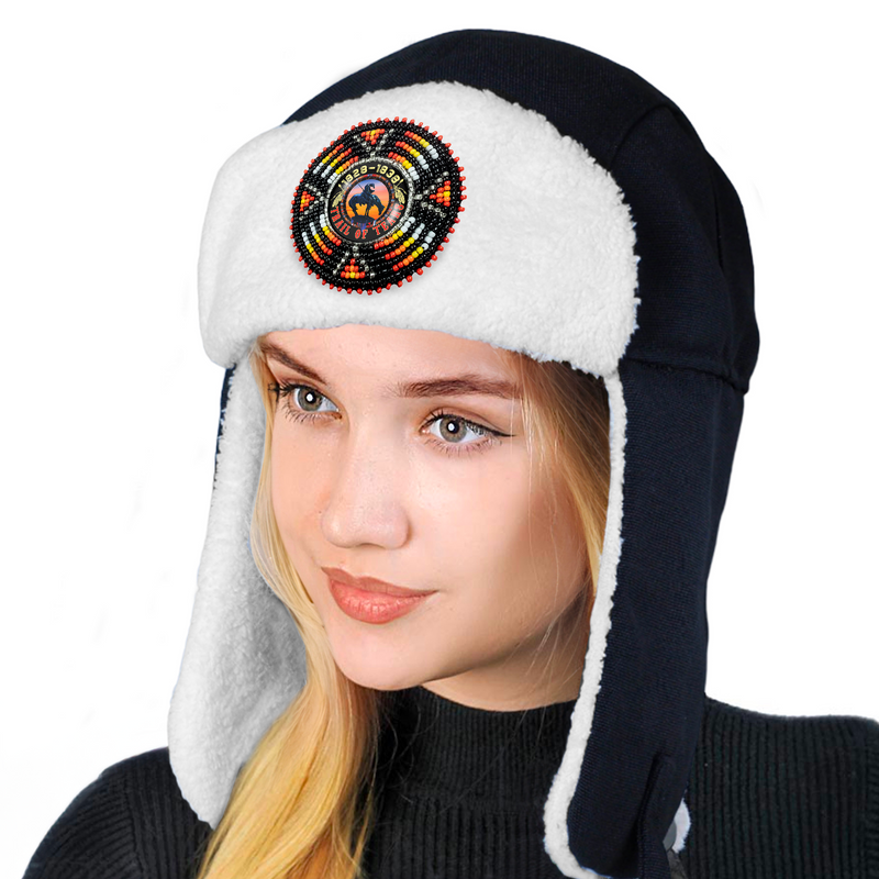 SALE 50% OFF - Trail of Tears Beaded Winter Trapper Hats For Men Women Native American Style