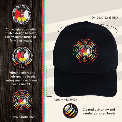 SALE 50% OFF - MMIW Cotton Unisex Baseball Cap Beaded Glass Patch With A Native American Style