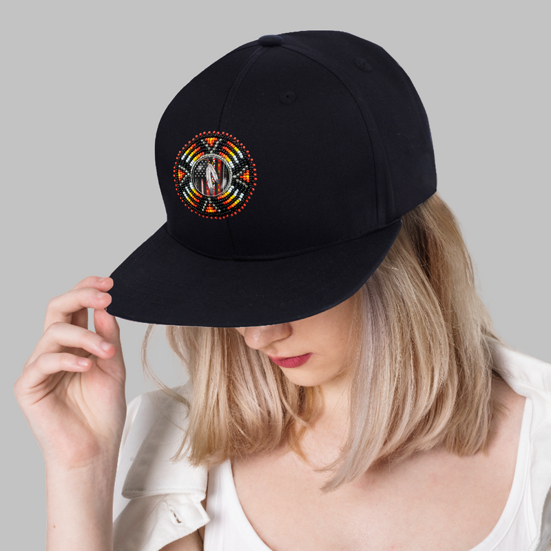 SALE 50% OFF - Native Flag Beaded Snapback With Patch Cotton Cap Unisex Native American Style