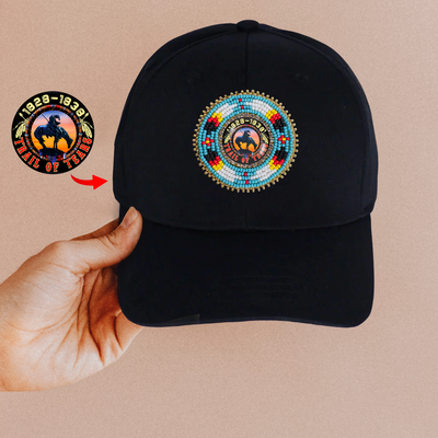 SALE  50% OFF - Trail of Tears Baseball Cap With Beaded Patch Cotton Unisex  Native American Styl