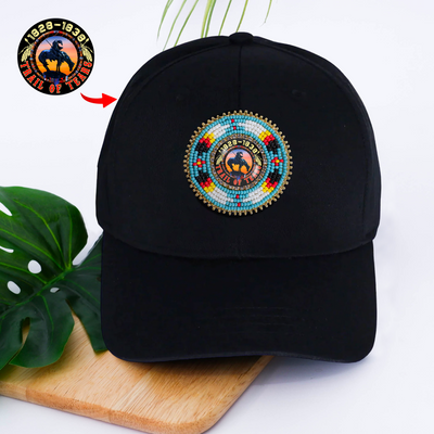 SALE  50% OFF - Trail of Tears Baseball Cap With Beaded Patch Cotton Unisex  Native American Styl