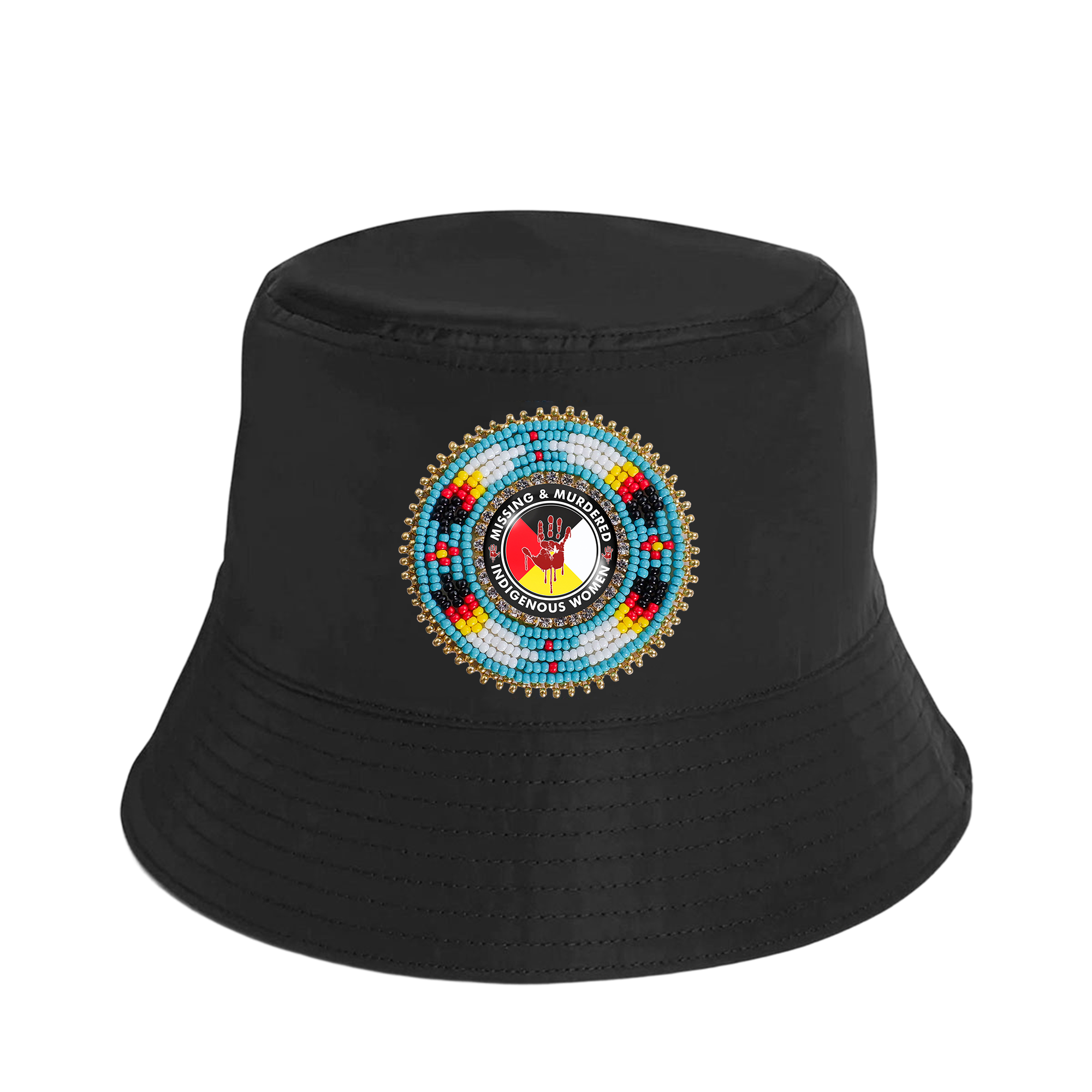 SALE 50% OFF - Missing and Murdered Women Beaded Unisex Cotton Bucket Hat with Native American