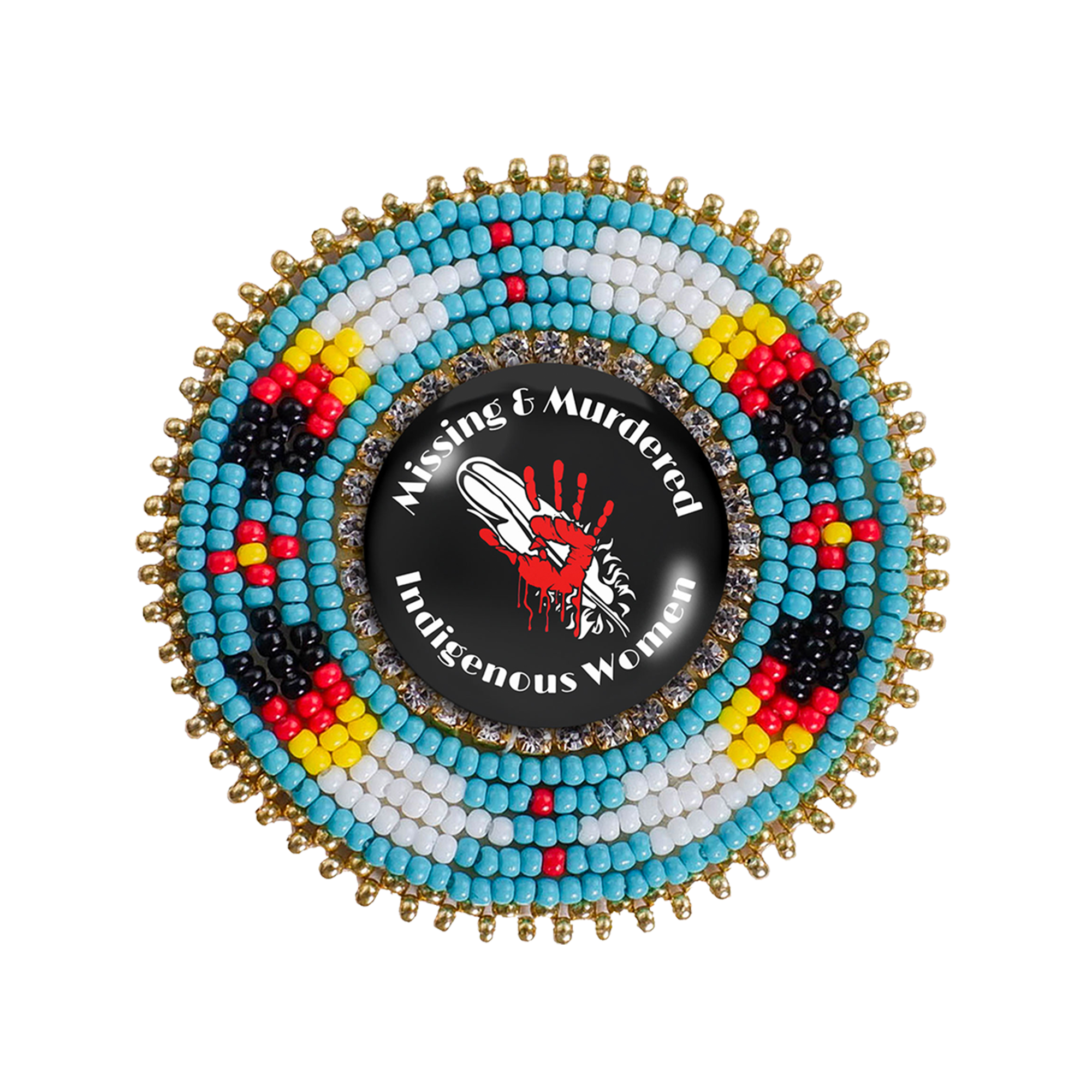 SALE 50% OFF -  Missing and Murdered Indigenious Women 2 Sunburst Beaded Patch Necklace Pendant