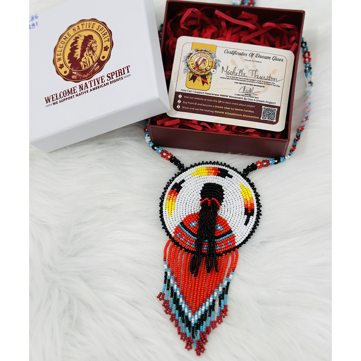 SALE 50% OFF - MMIW Long Handmade Beaded Premium Necklace For Women Native American Style