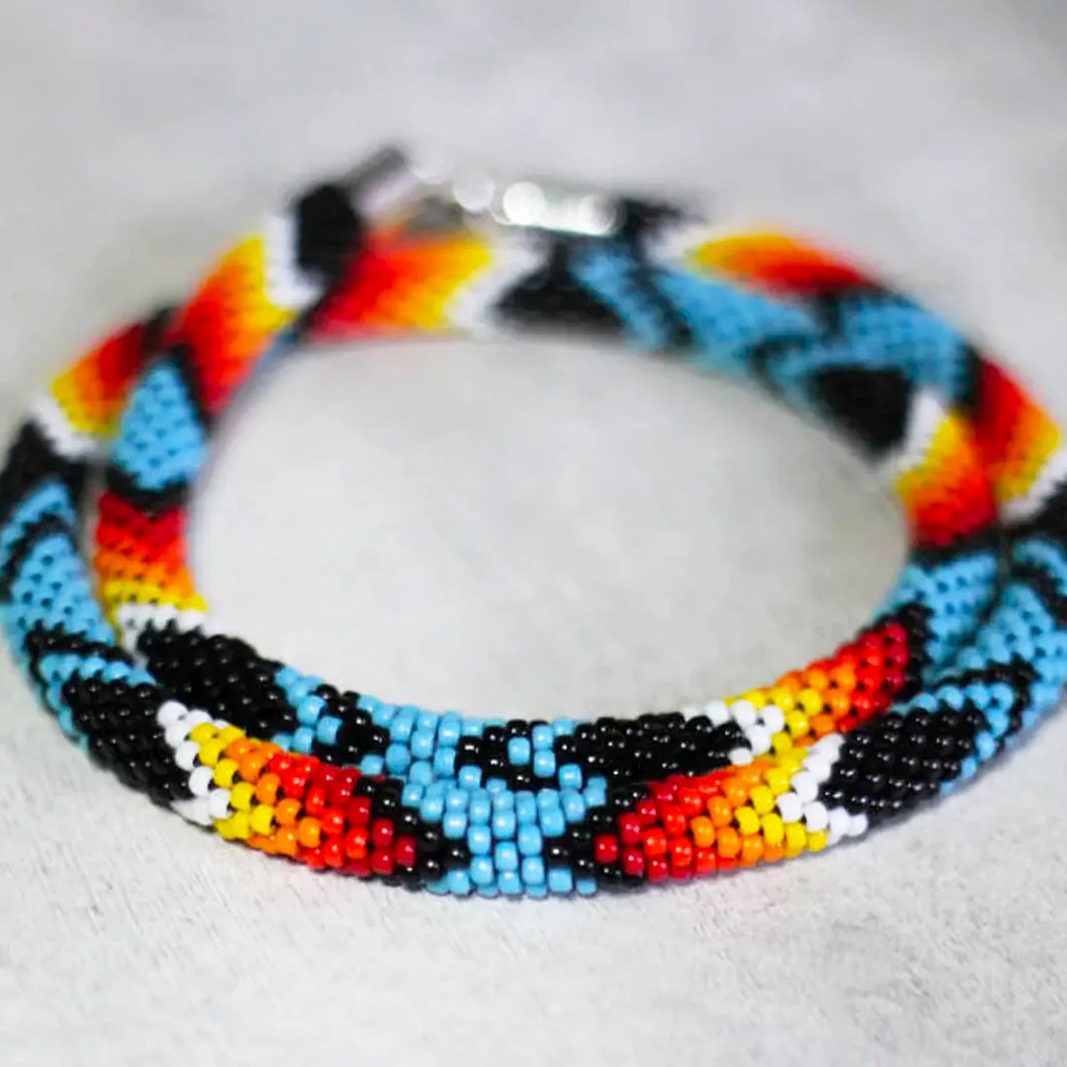 Handmade Blue & Black Beaded Choker Necklace – Ethnic Native Style – BeadsCorner N18/1