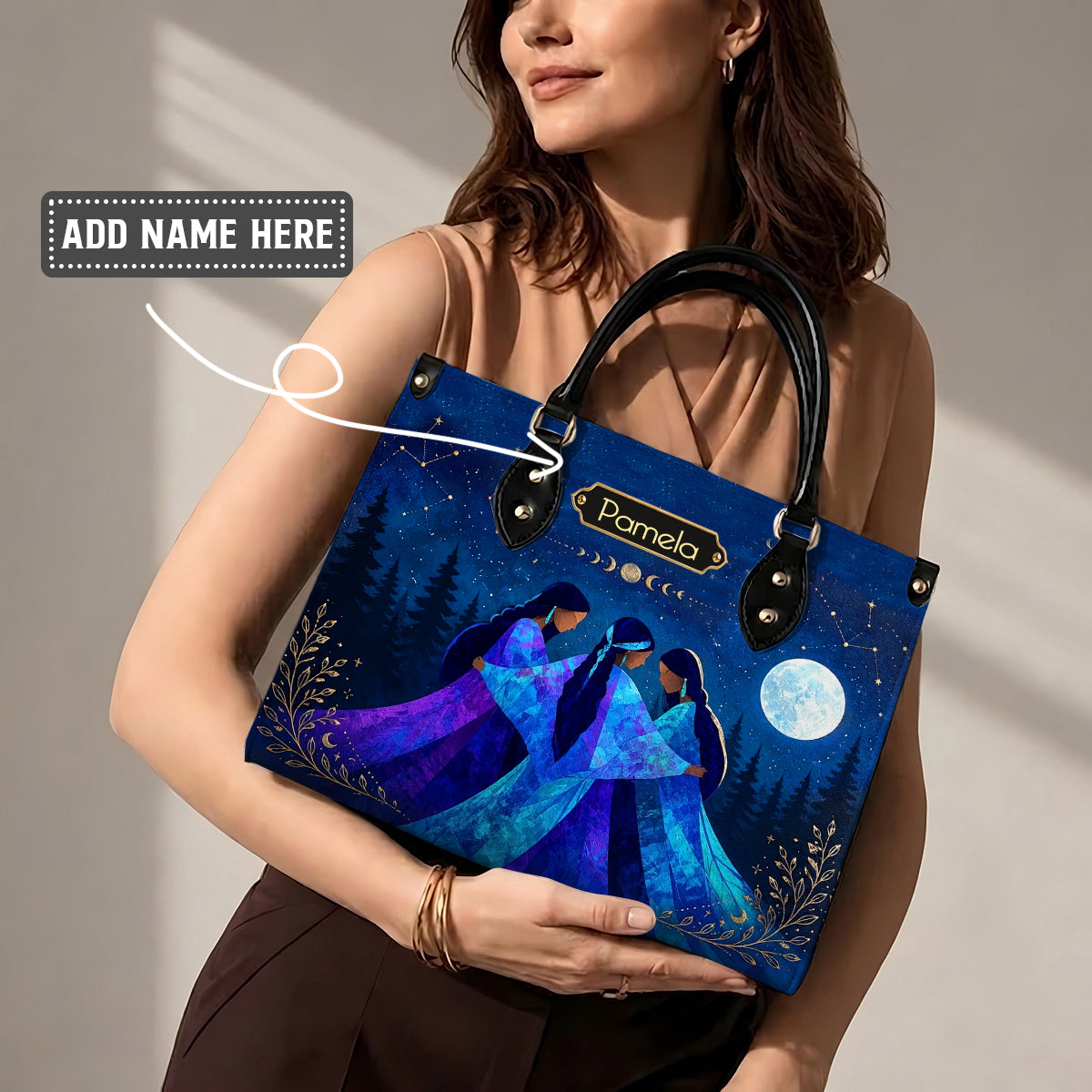 Whispering Moon Connection Personalized Leather Bag