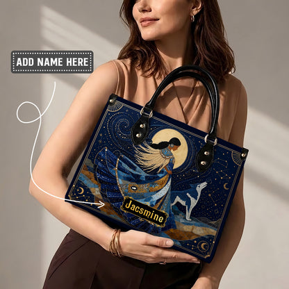 Lunar Wolf Guardian Personalized Leather Bag