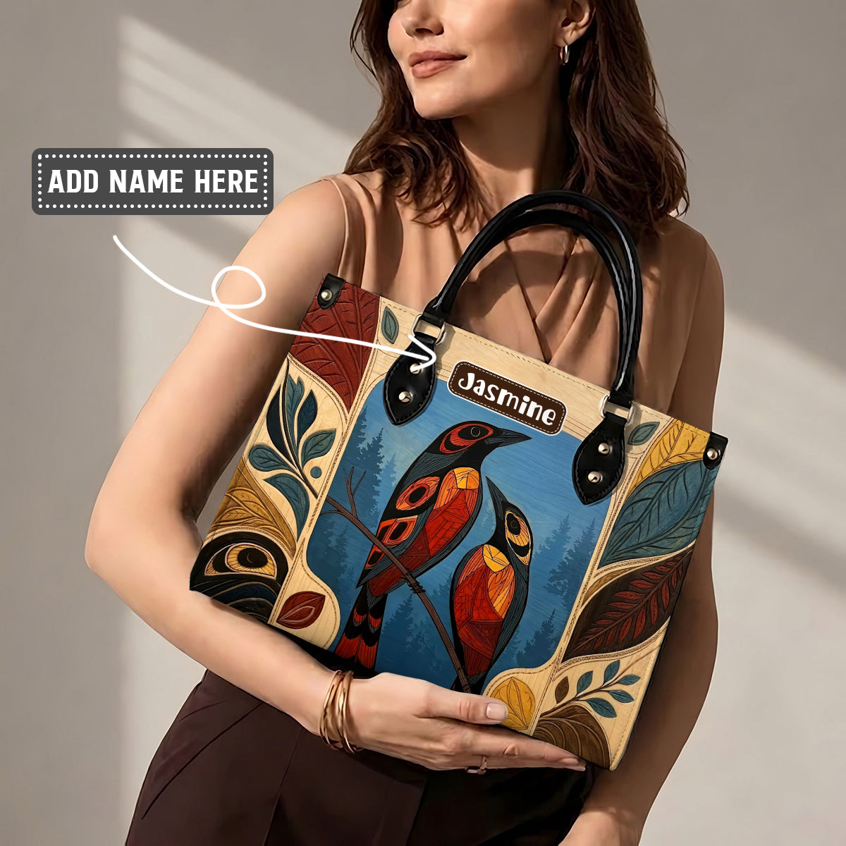 Sacred Bird Spirit Personalized Leather Bag