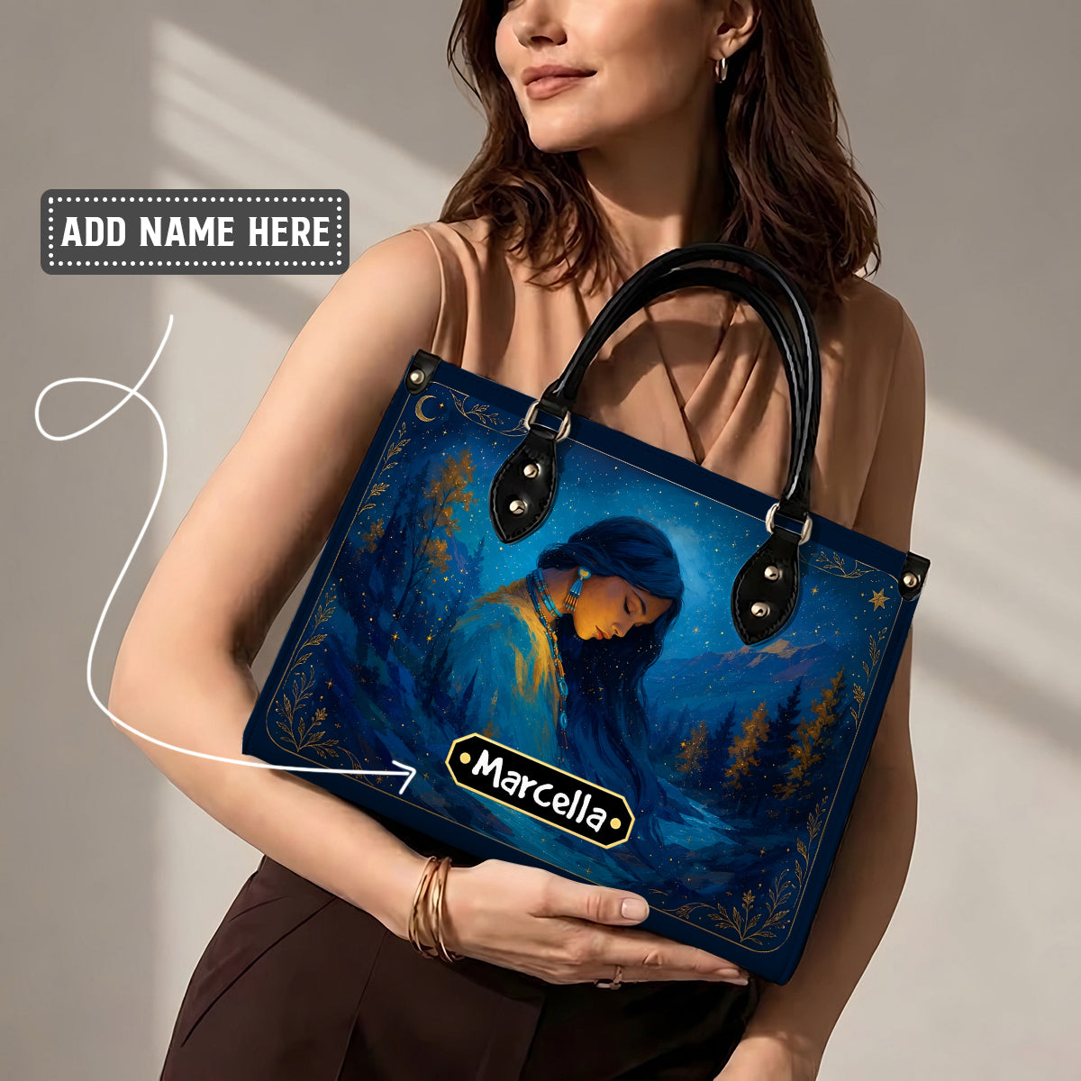 Turquoise Woman Grace Personalized Leather Bag