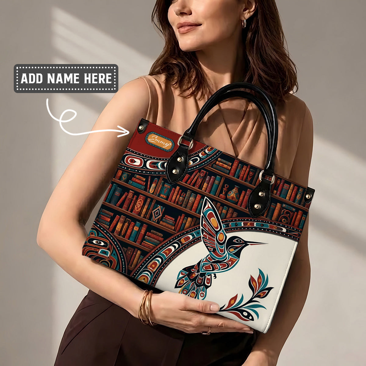Hummingbird Ancient Tales Personalized Leather Bag