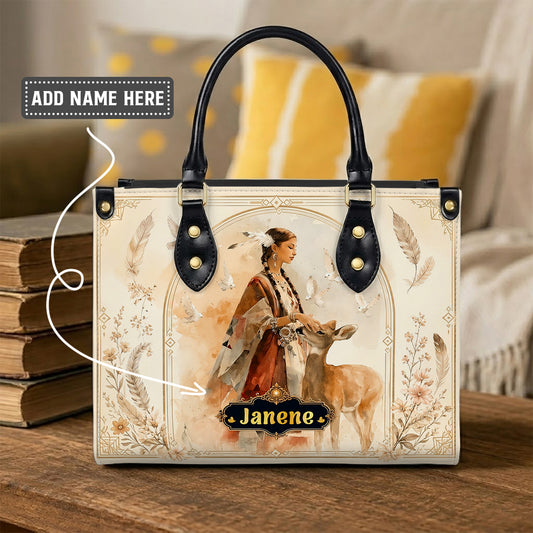 White Deer Heritage Personalized Leather Bag