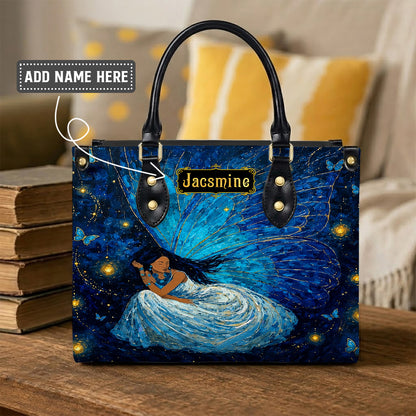 Azure Butterfly Woman Personalized Leather Bag