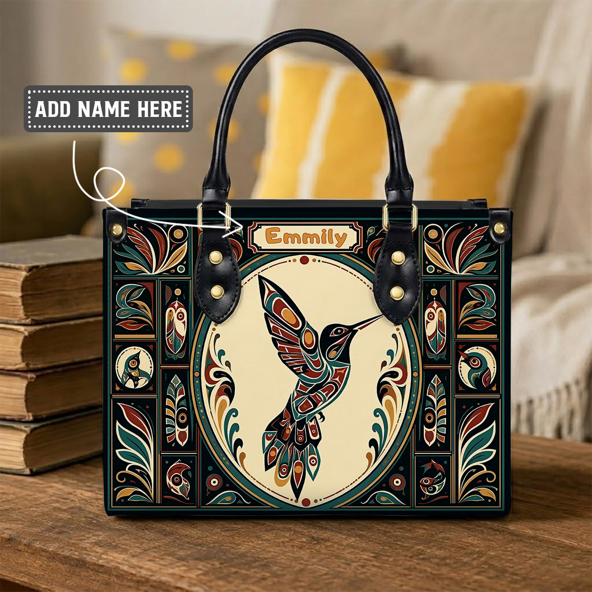 Hummingbird Eternal Grace Personalized Leather Bag