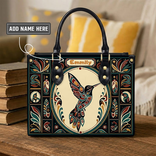Hummingbird Eternal Grace Personalized Leather Bag - Q1579