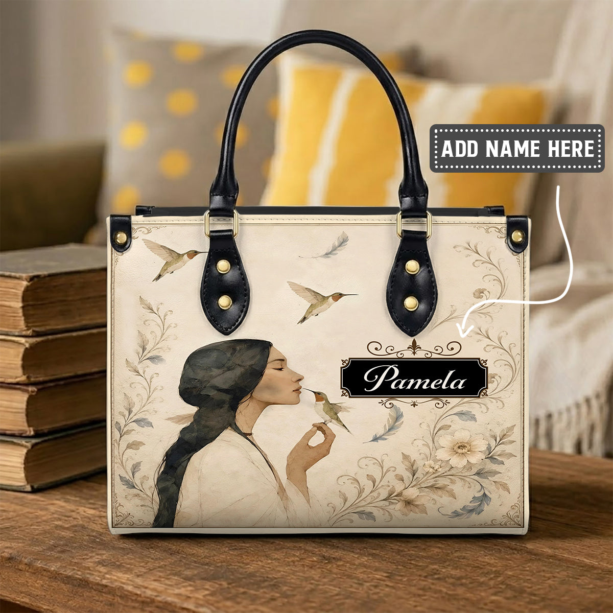 Whispering Hummingbird Soul Personalized Leather Bag