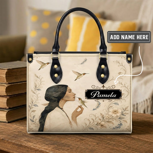 Whispering Hummingbird Soul Personalized Leather Bag