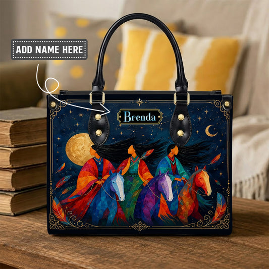 Moonlit Sisters Journey Personalized Leather Bag
