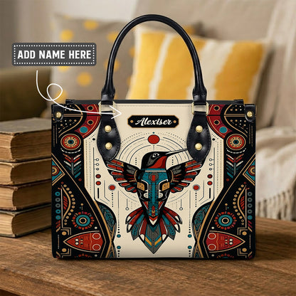 Hummingbird Solar Emblem Personalized Leather Bag