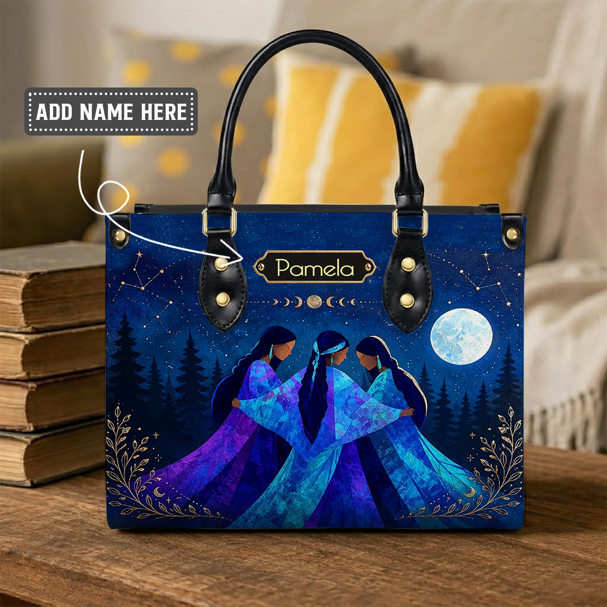Whispering Moon Connection Personalized Leather Bag