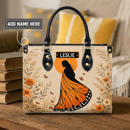 Amber Butterfly Woman Personalized Leather Bag
