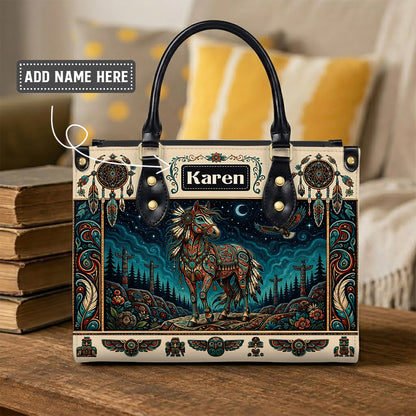 Moonlit Horse Legacy Personalized Leather Bag - Q1579