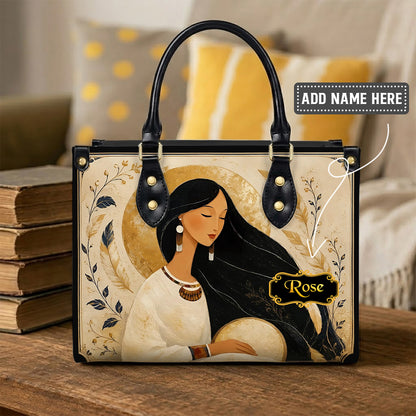 Golden Moon Maiden Personalized Leather Bag - Q1579