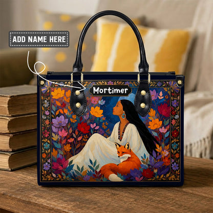 Autumn Fox Woman Personalized Leather Bag