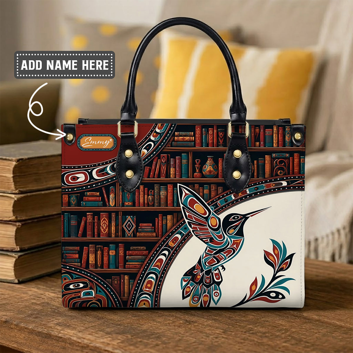 Hummingbird Ancient Tales Personalized Leather Bag