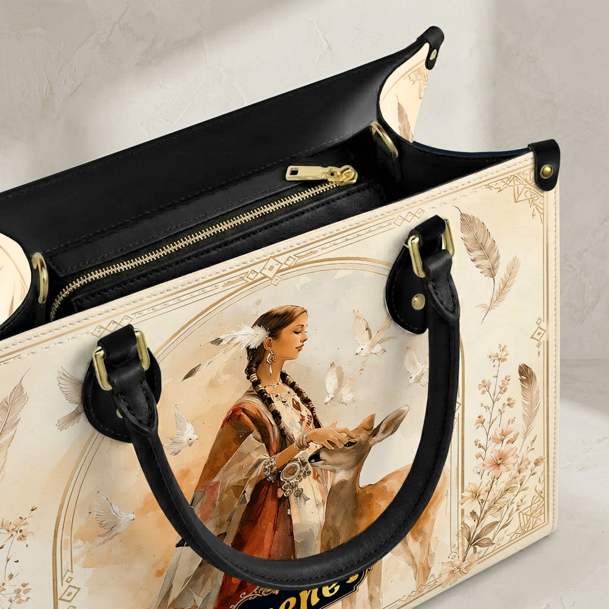 White Deer Heritage Personalized Leather Bag