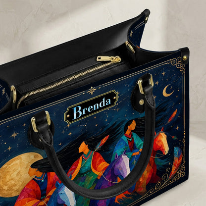 Moonlit Sisters Journey Personalized Leather Bag
