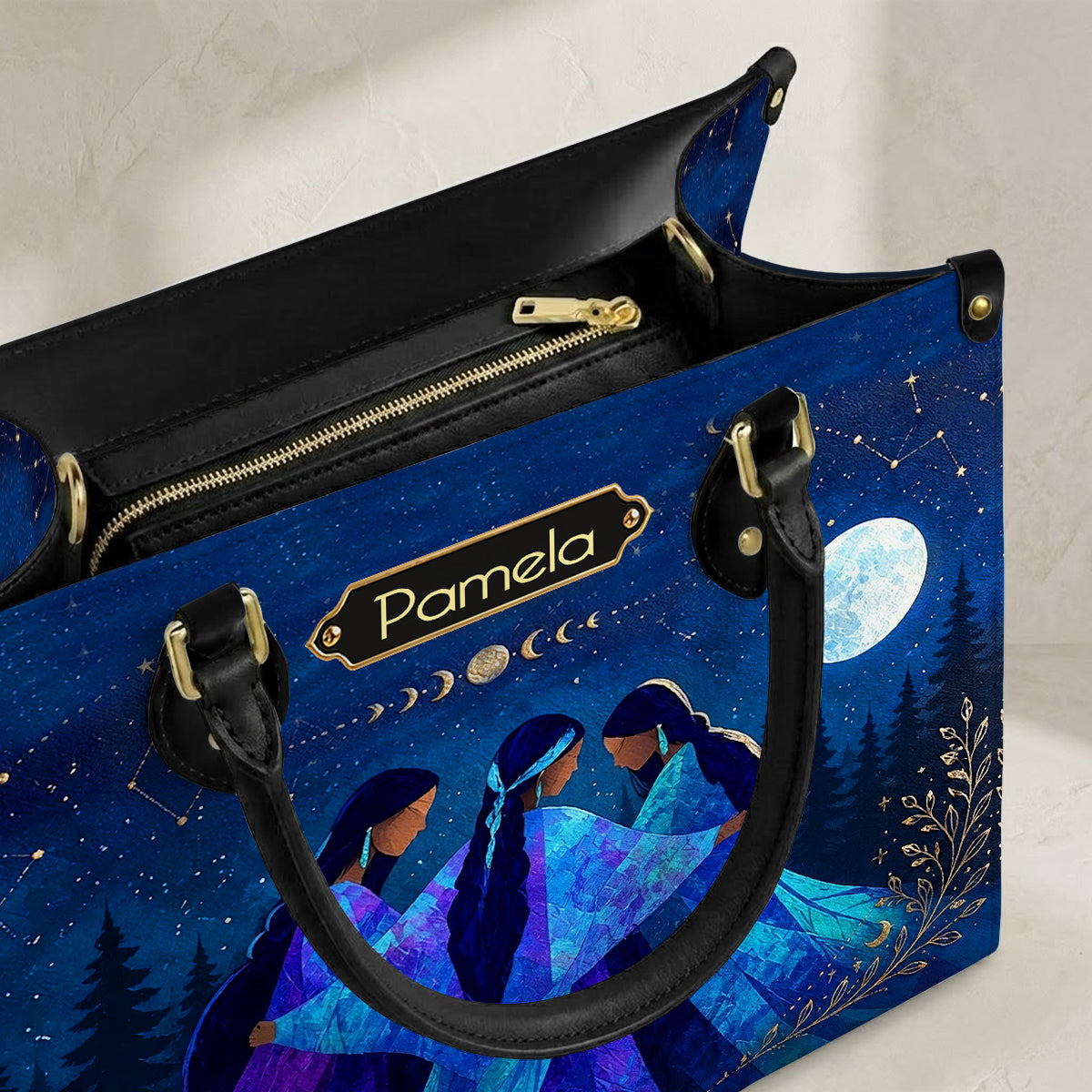 Whispering Moon Connection Personalized Leather Bag