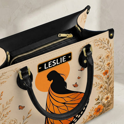 Amber Butterfly Woman Personalized Leather Bag