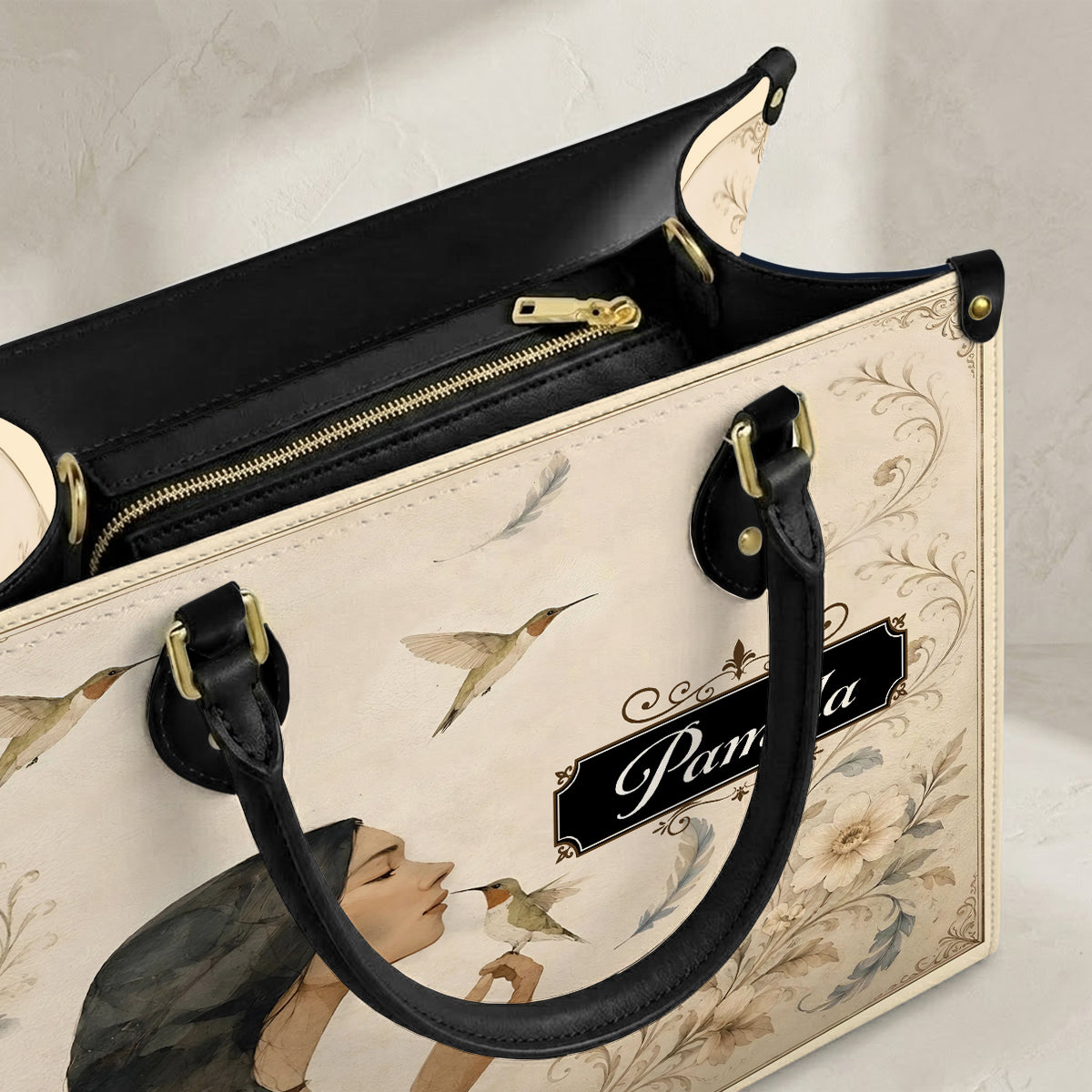 Whispering Hummingbird Soul Personalized Leather Bag