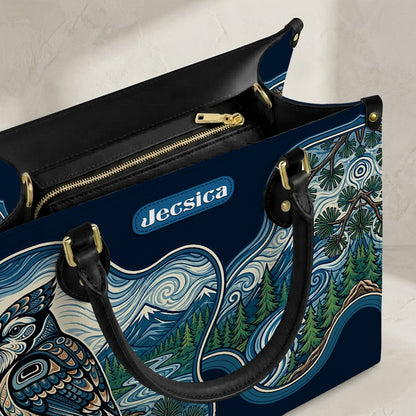 Blue Jay Forest Whispers Personalized Leather Bag
