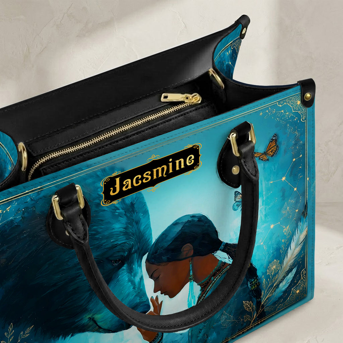 Moonlit Wild Harmony Personalized Leather Bag - Q1579