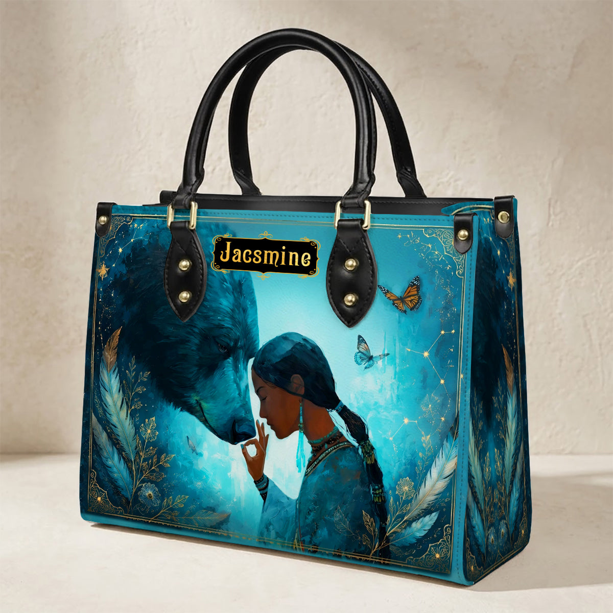 Moonlit Wild Harmony Personalized Leather Bag - Q1579