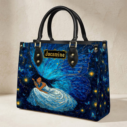 Azure Butterfly Woman Personalized Leather Bag